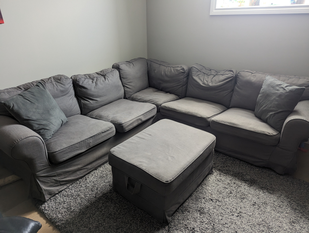 Grey sectional couch