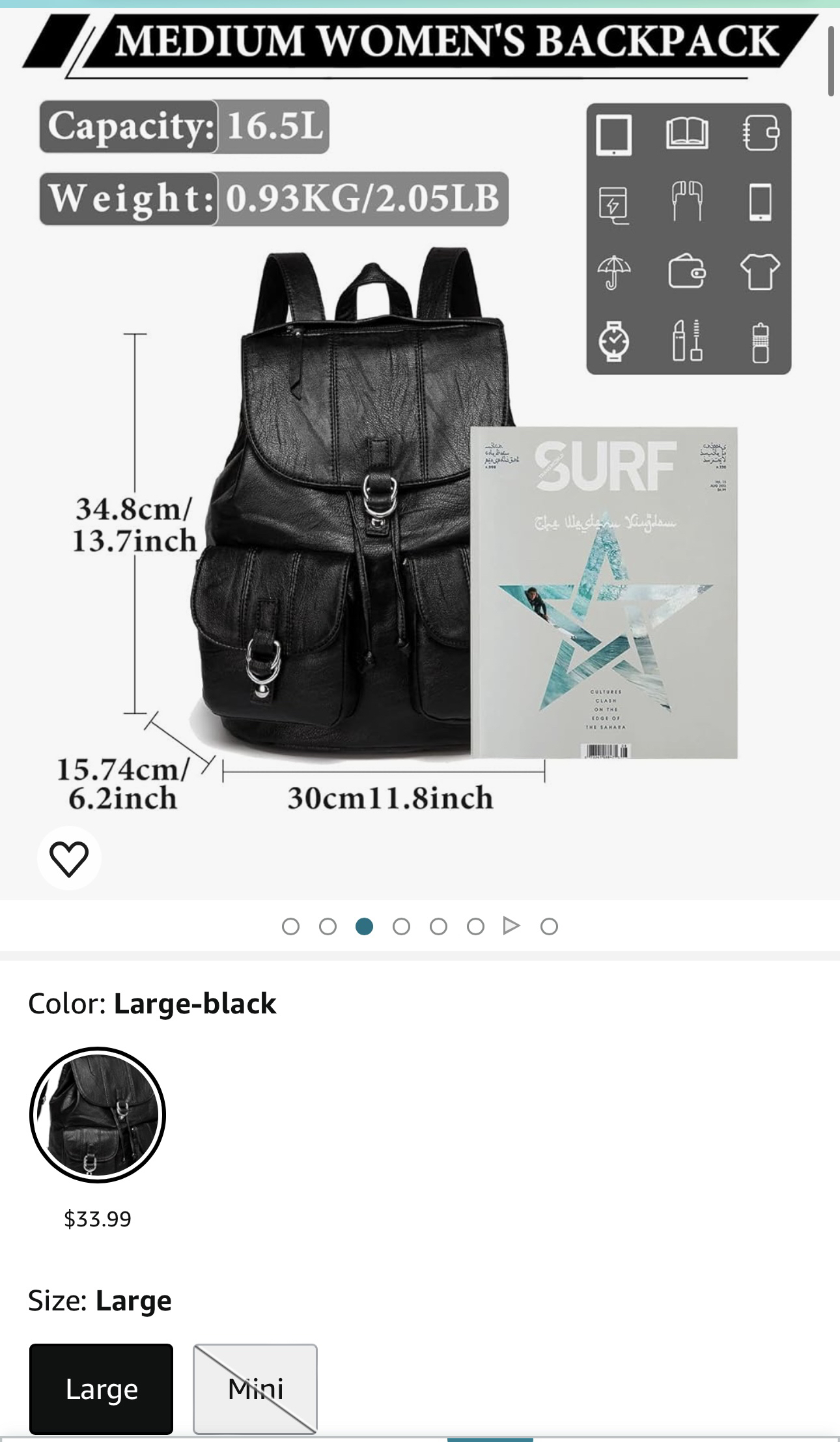 Black Faux Leather backpack - photo 4