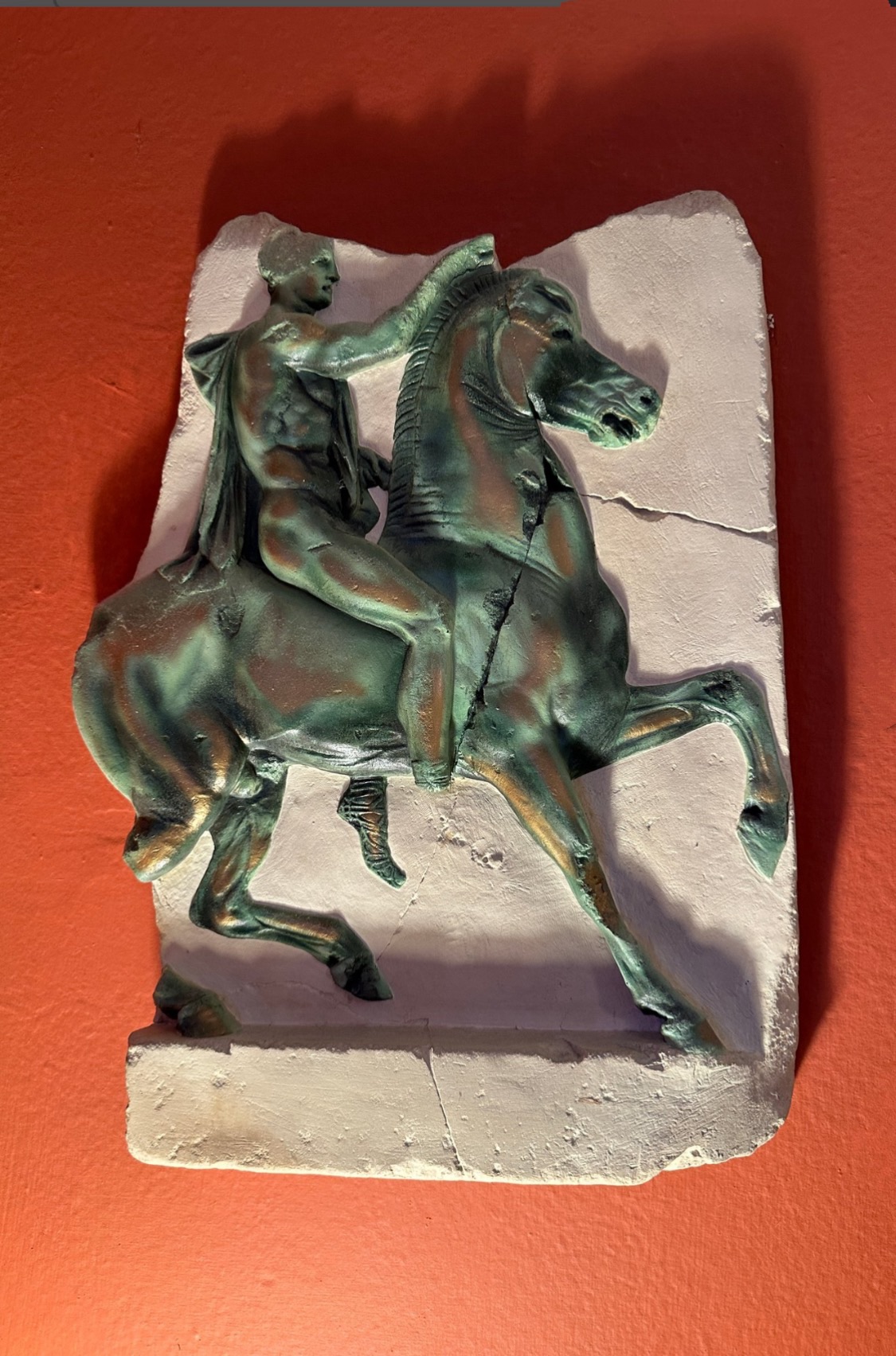 AHellenistic Horseman Cast Stone Wall Relief Sculpture Wall Art