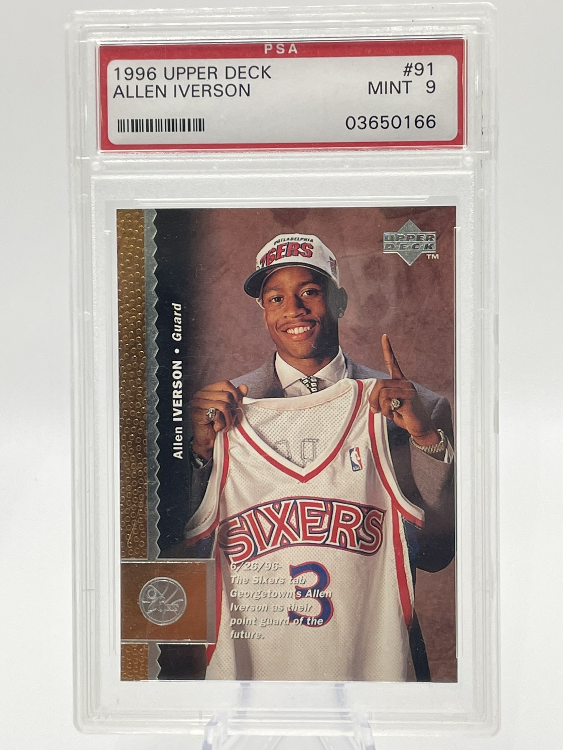1996-97 Upper Deck Allen Iverson #91 PSA 9 Rookie thumbnail