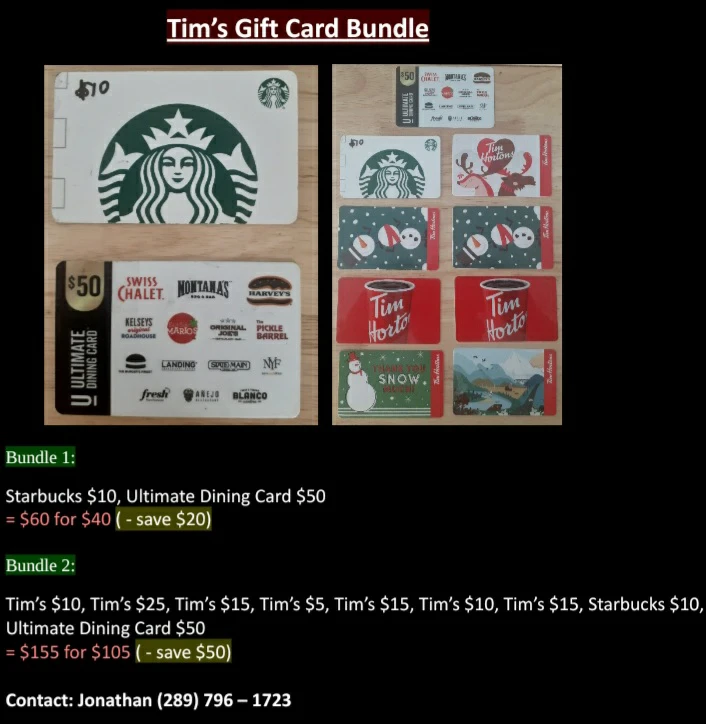 Tim's Gift Card Bundle