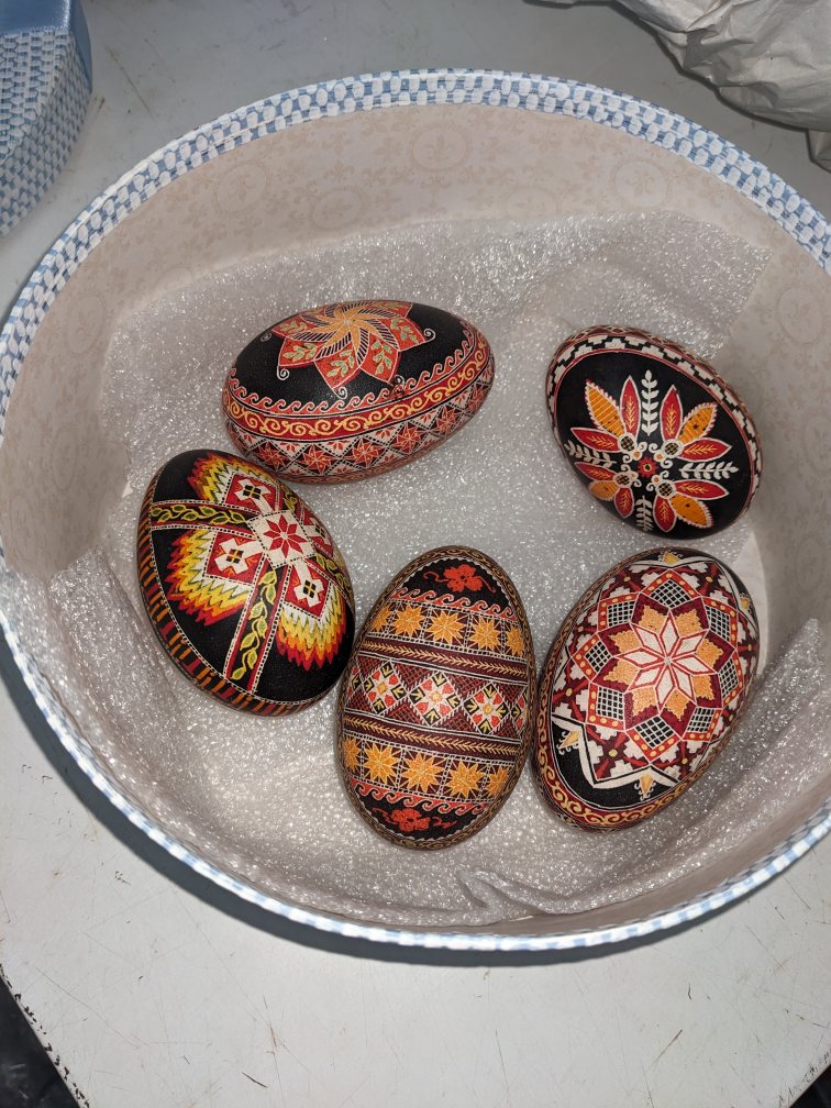 5 authentic Ukrainian Easter eggs - hallowed goose eggs thumbnail