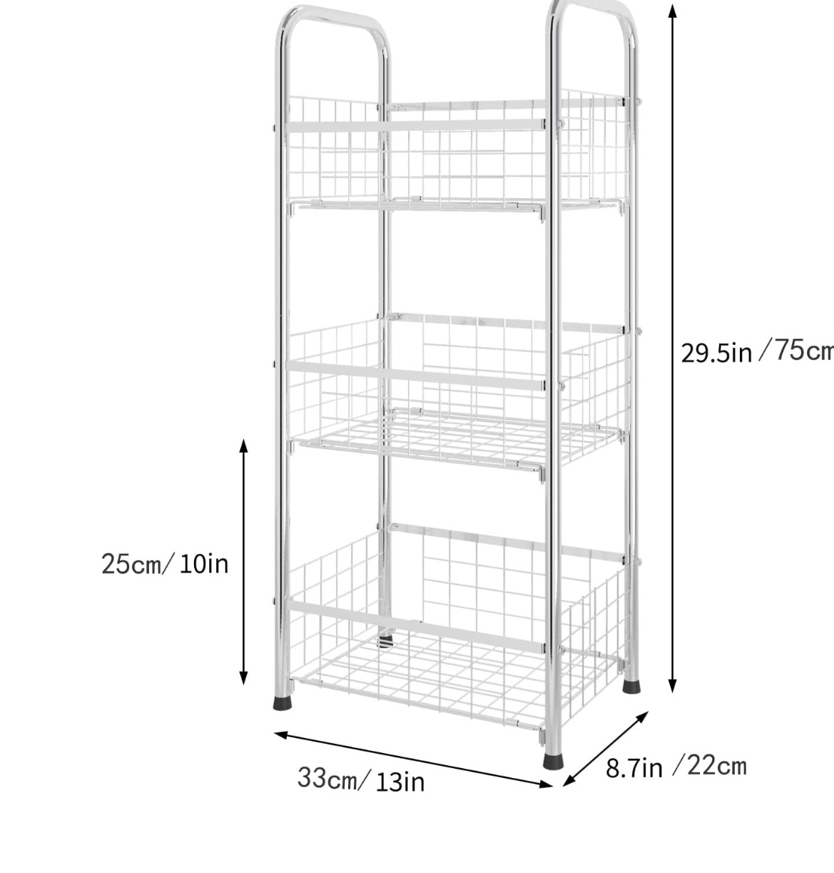 (Qty : 2) Stainless Steel 3-tier organizing Shelf - photo 3