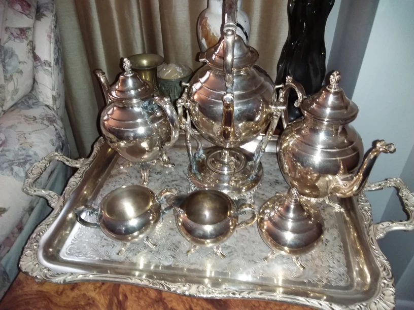 vintage silver plated tea set thumbnail