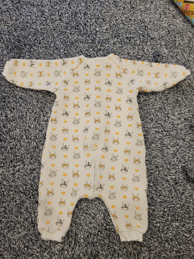 Bunny Rabbit Pattern Footed Sleep Sack Double Triple Zipper image indicator(2)