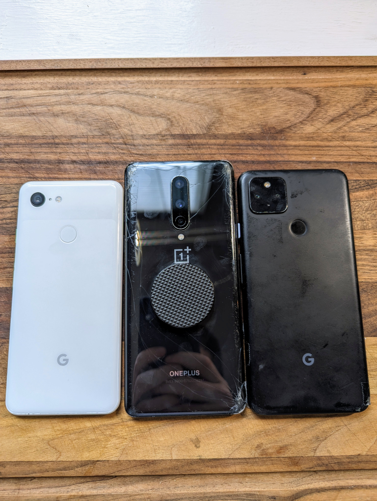 *Damaged but working * Pixel 4a, Pixel 3 and OnePlus 8 - photo 2
