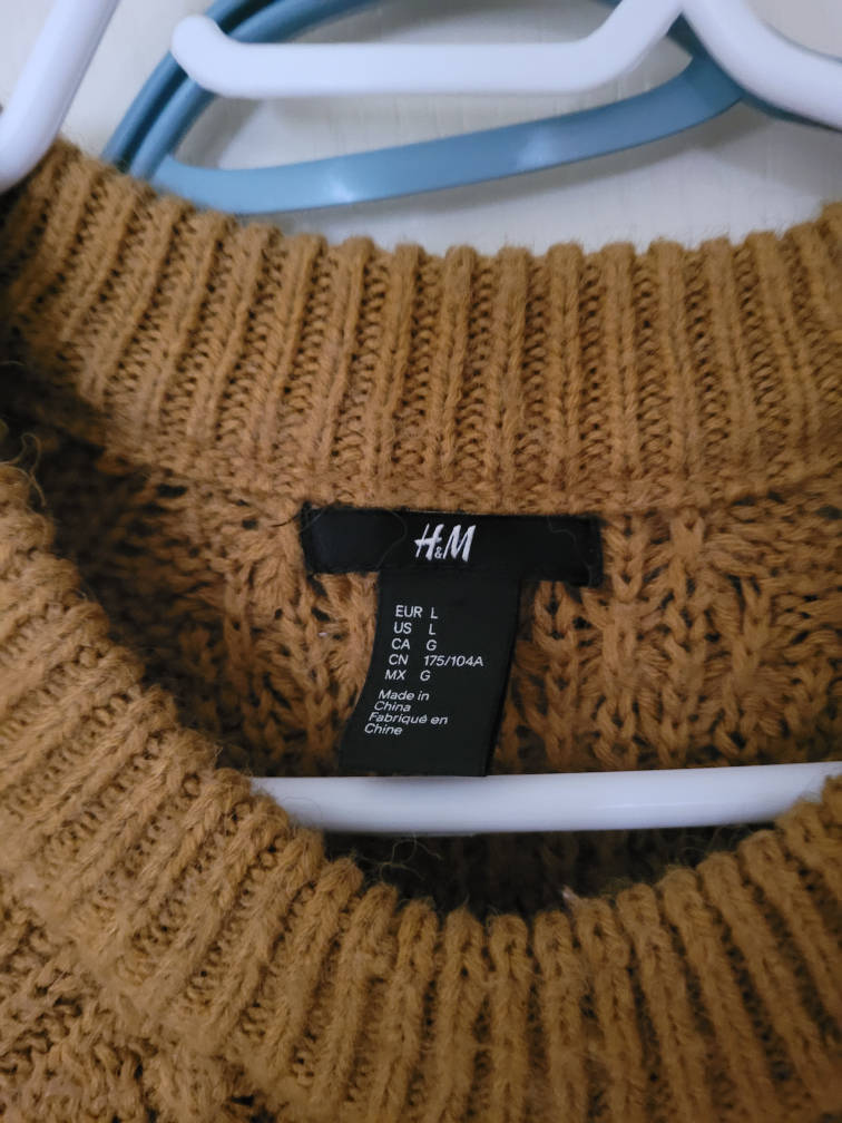 Womens Large H&M Textured Chunky Mustard Knit Sweater - photo 3