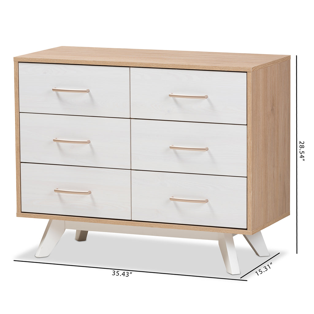 White and Oak Mid Century Modern style dresser