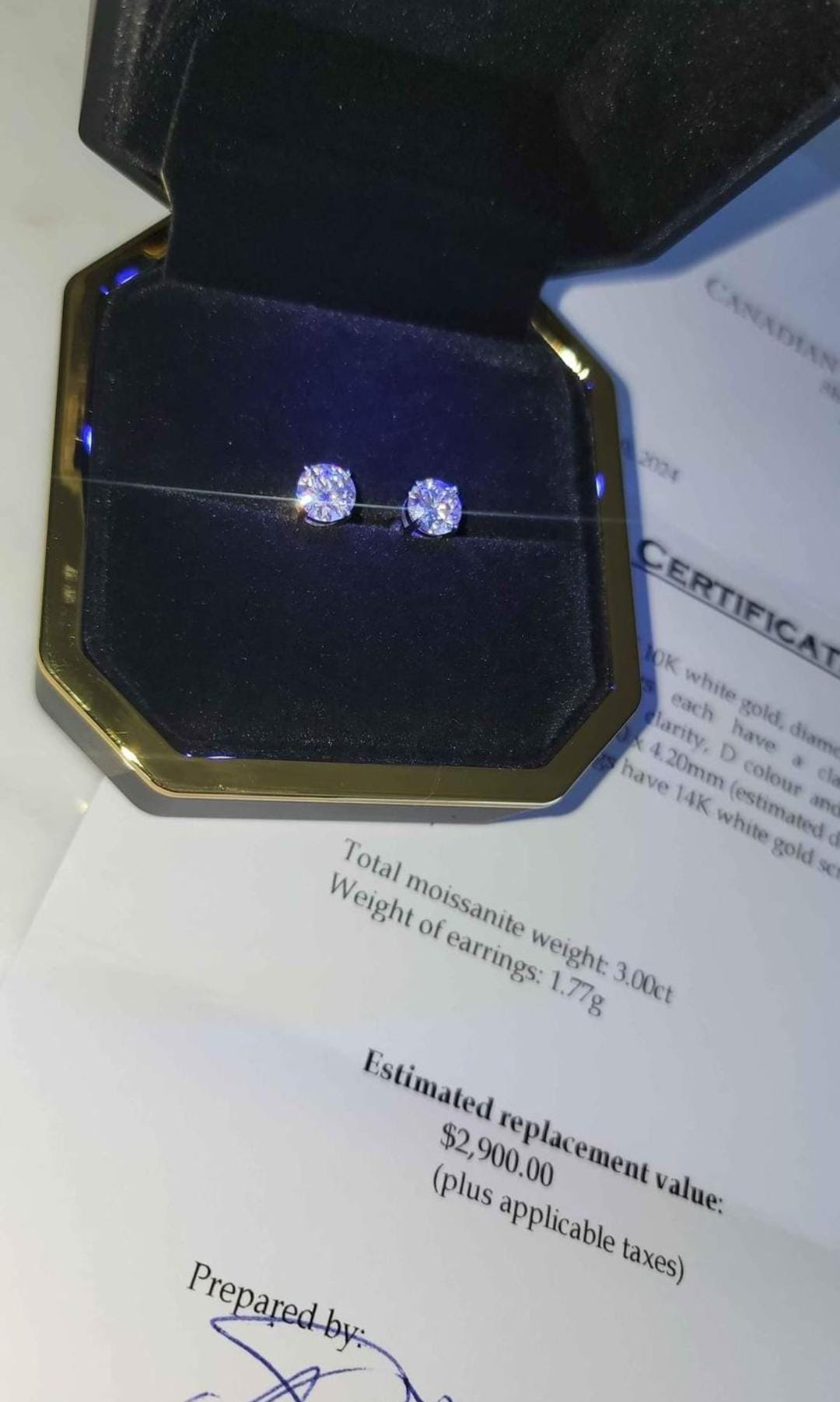 3.00ct Solid White Gold Moissanite Earrings image indicator(4)