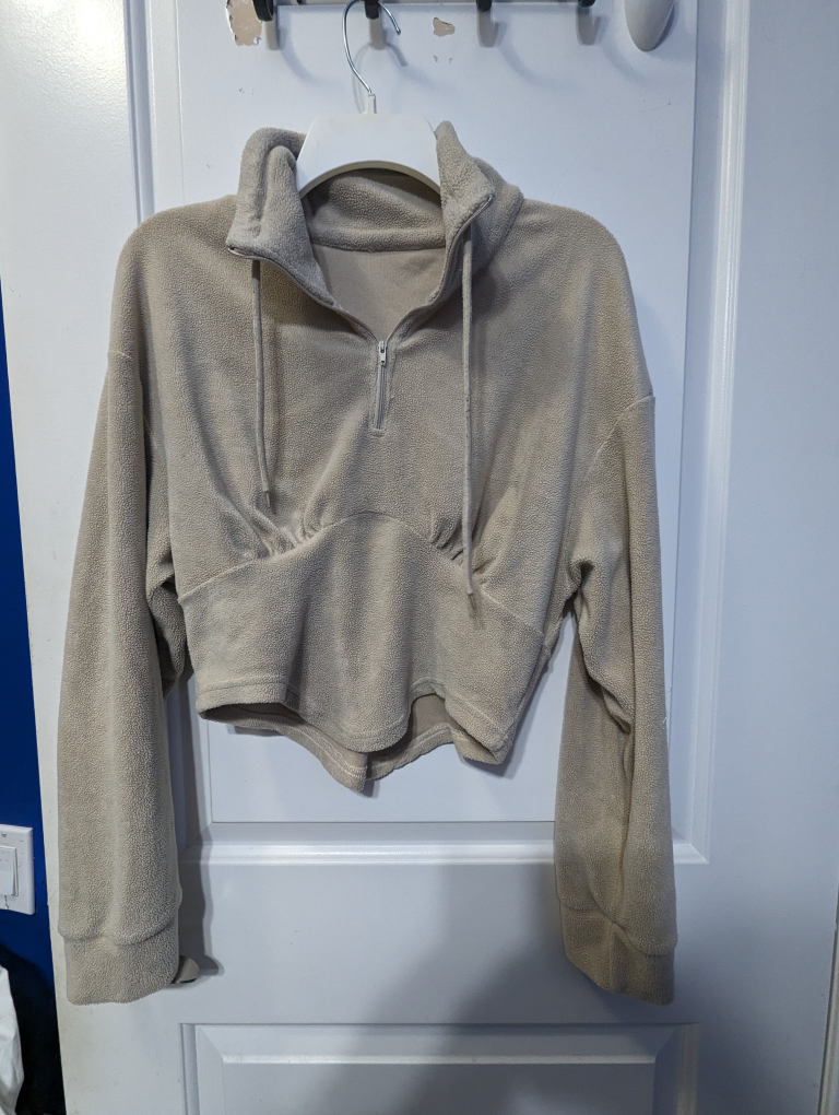 cropped fleece half zip