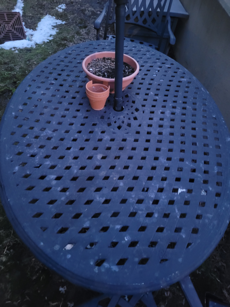 cast iron patio table and chair set with umbrella - photo 4