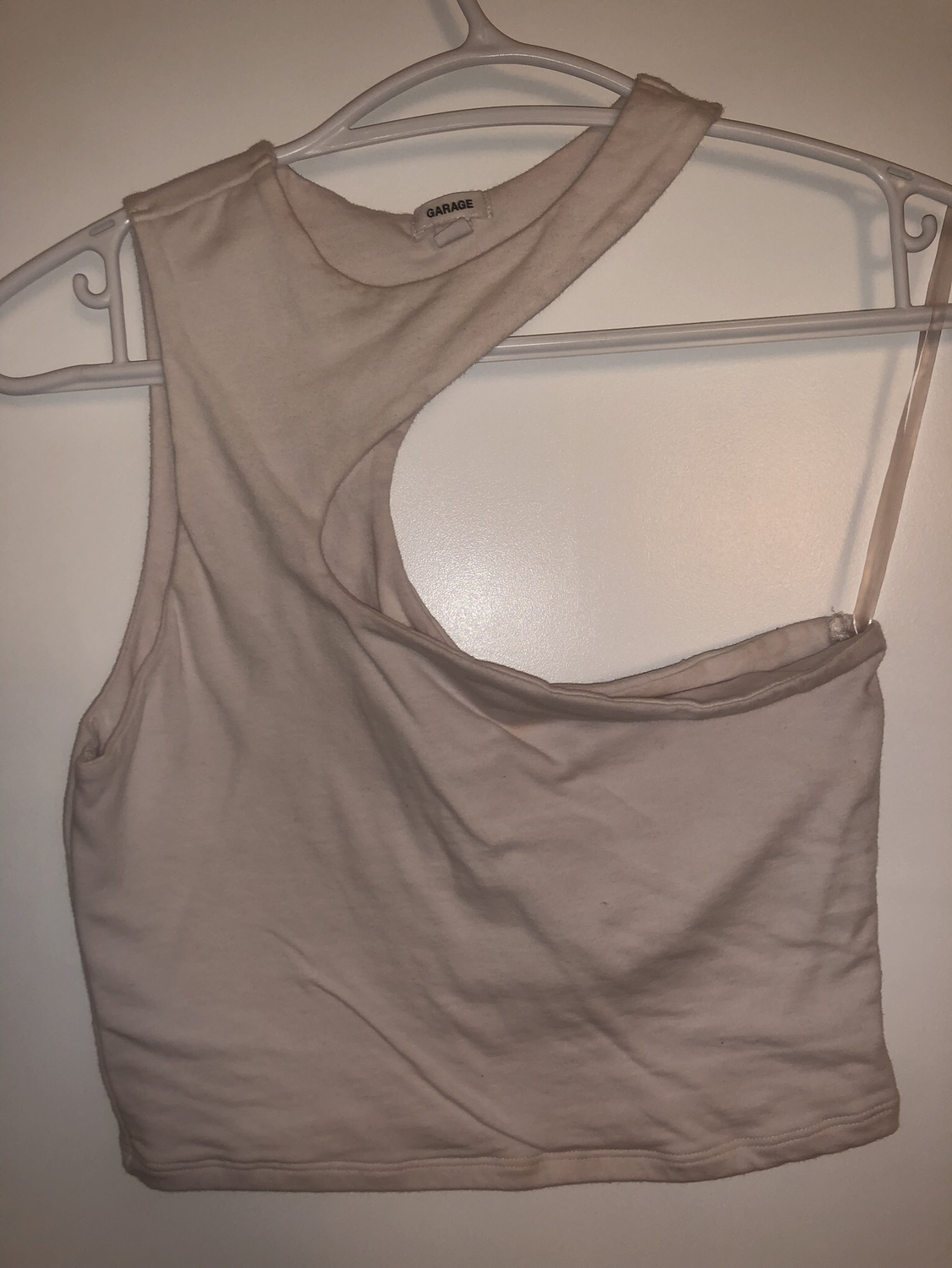 Asymmetrical white tank top in Bright White