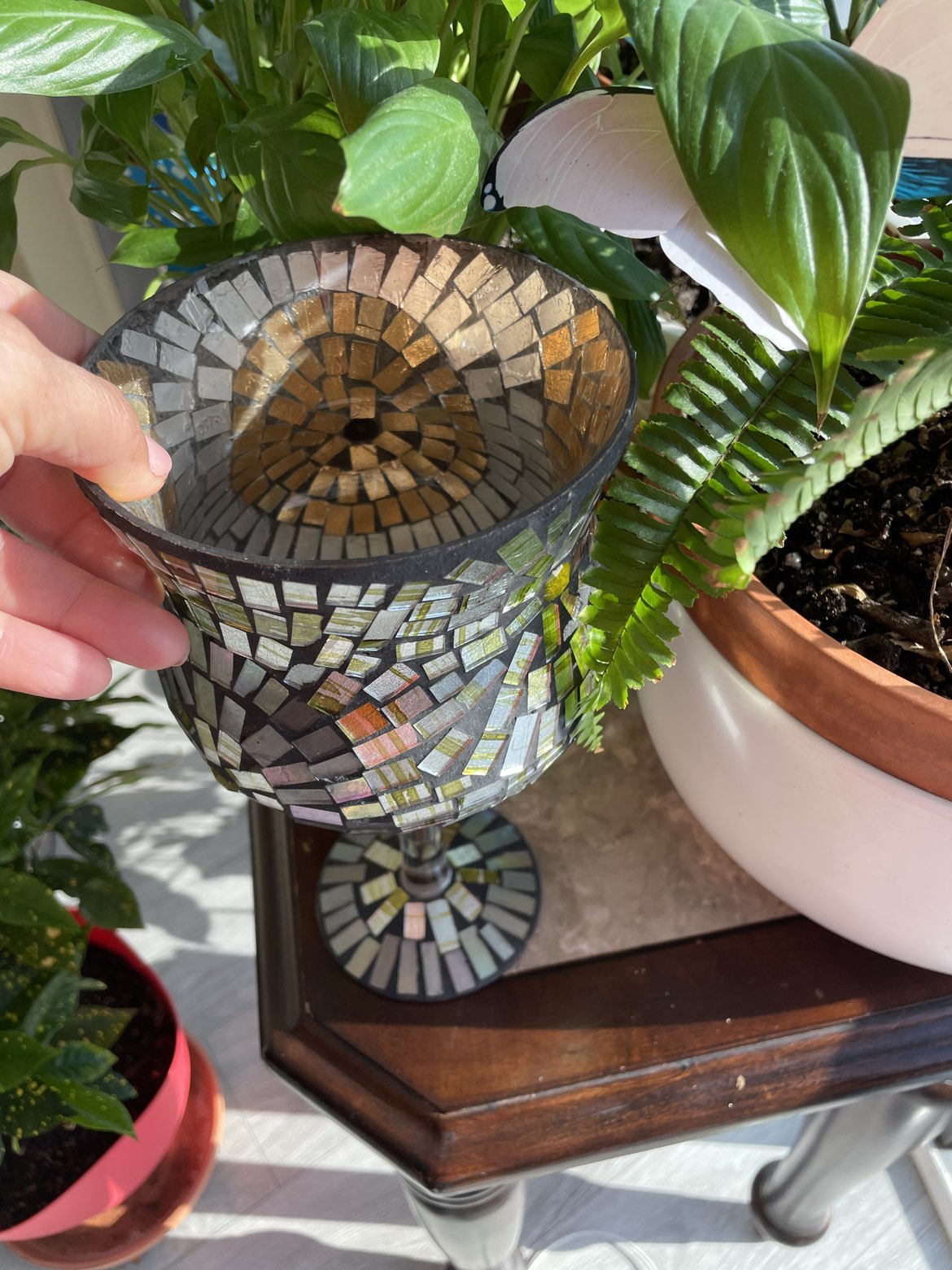 Mosaic glass candle stand - photo 4