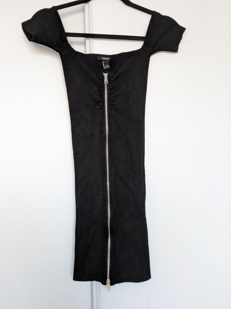 Forever 21 Black body-con off shoulder dress size S thumbnail