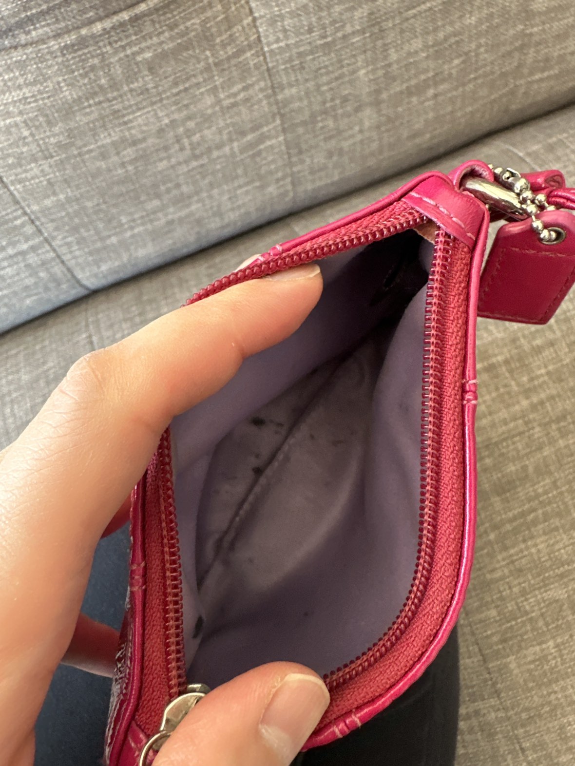 Coach Patent Leather Wristlet - Hot pinkish image indicator(5)