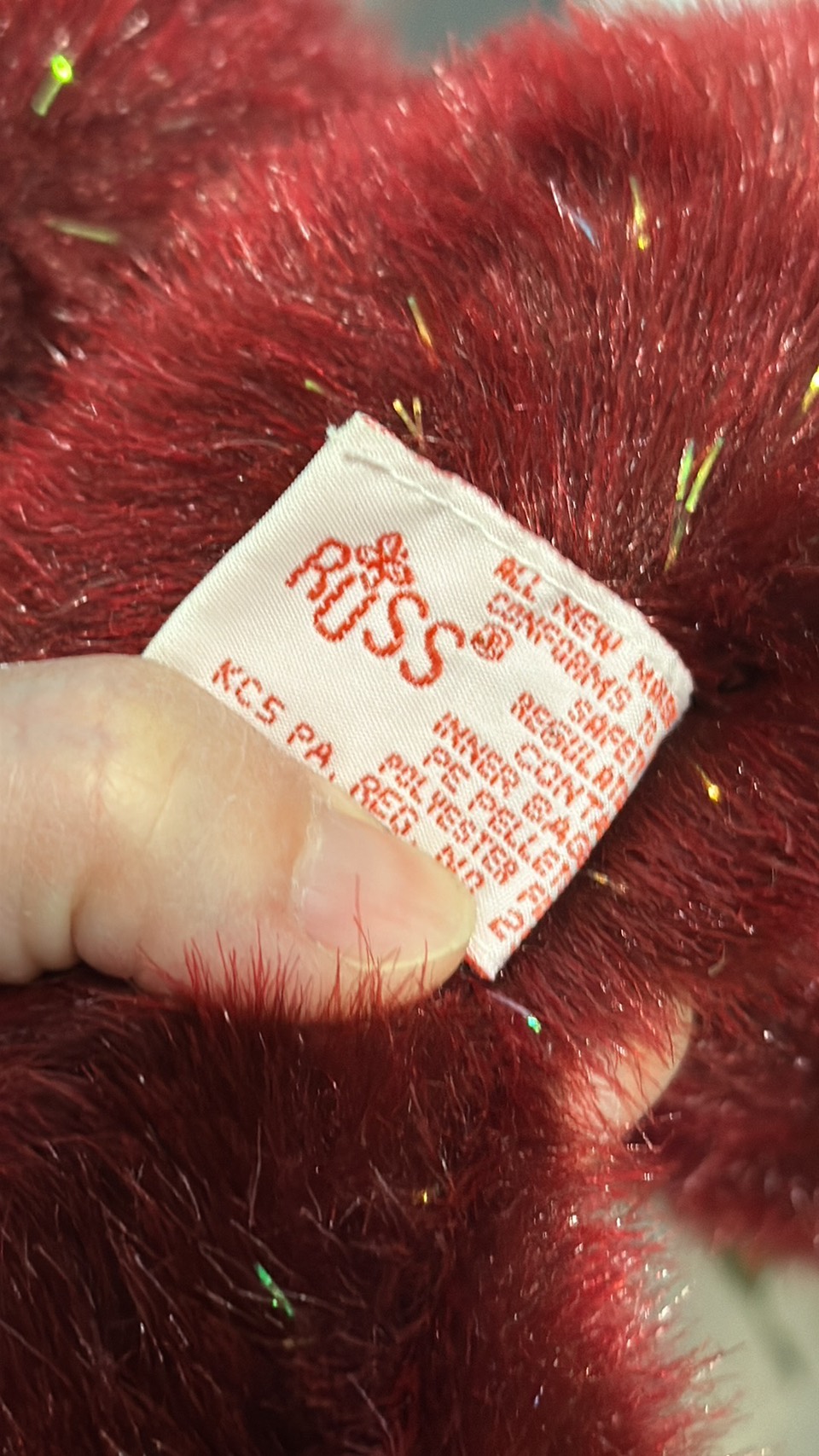 RUSS 14” Spangles Red Festive Opalescent Fur Teddy Bear image indicator(4)