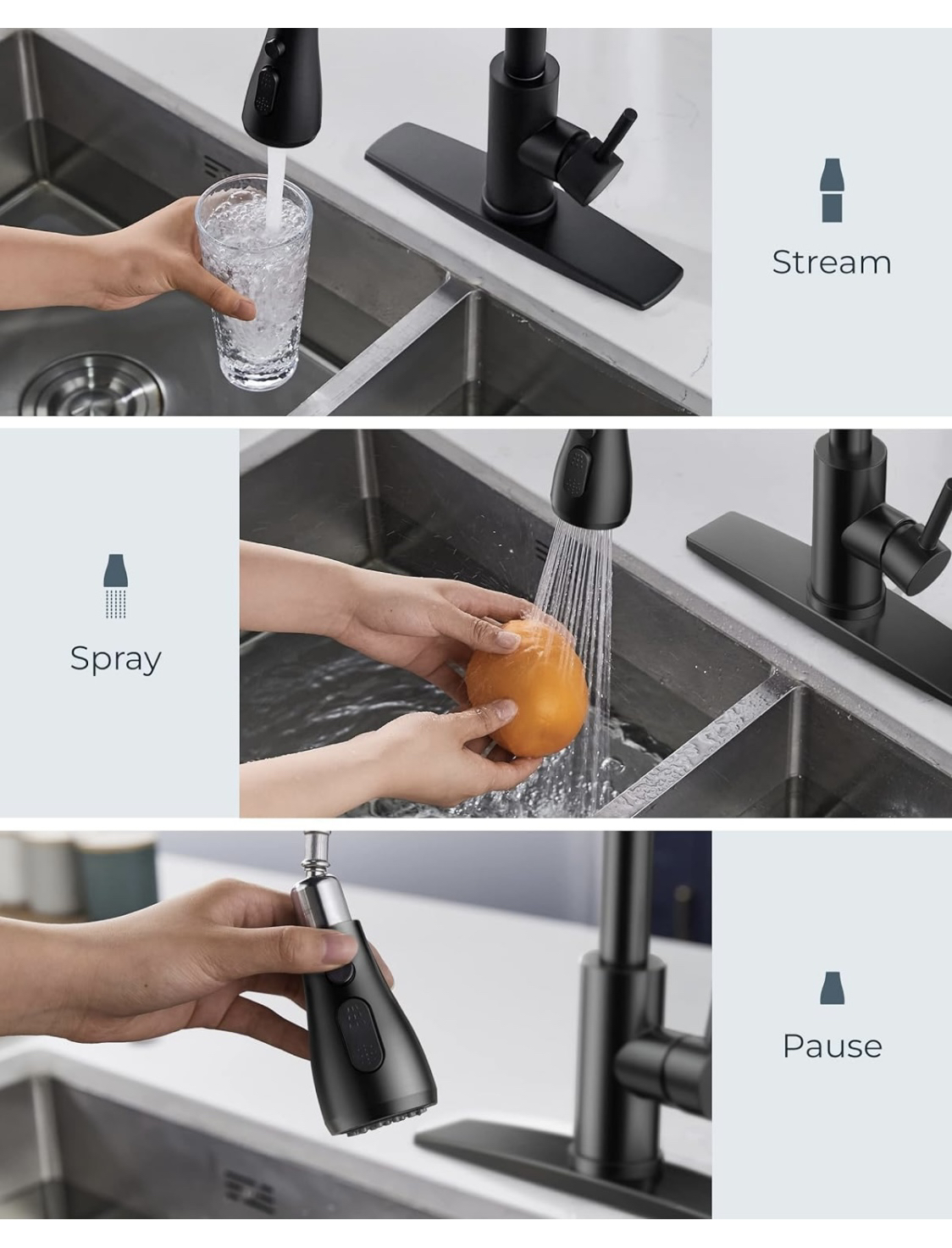 Matte Black Kitchen Faucet with Pull Down Sprayer image indicator(6)