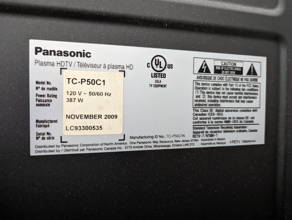 Panasonic HDTV plasma 59" screen - photo 4