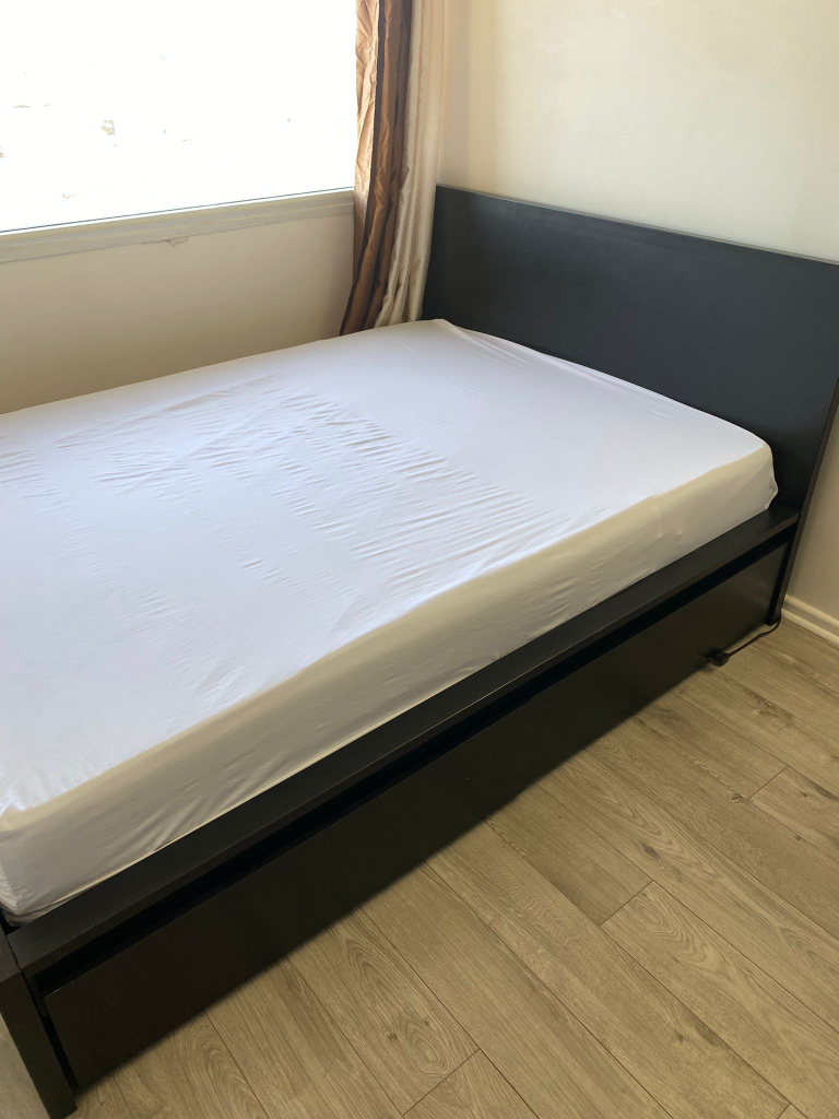 ikea malm queen bed frame with 2 storage drawer - photo 5