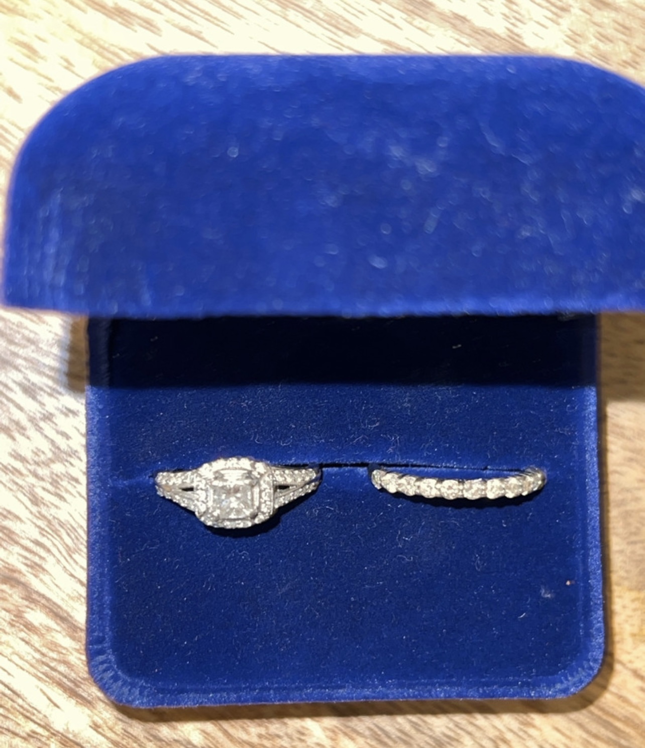 Custom engagement/wedding band set