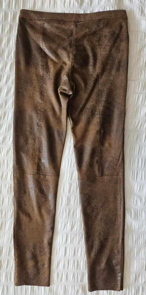 ZARA Brown Distressed Faux Leather Leggings - photo 4