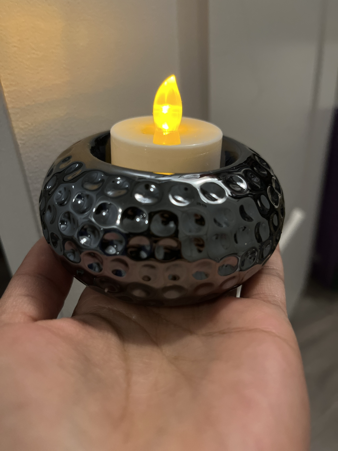 Set of 3 metallic blue/gray tea light holders image indicator(2)