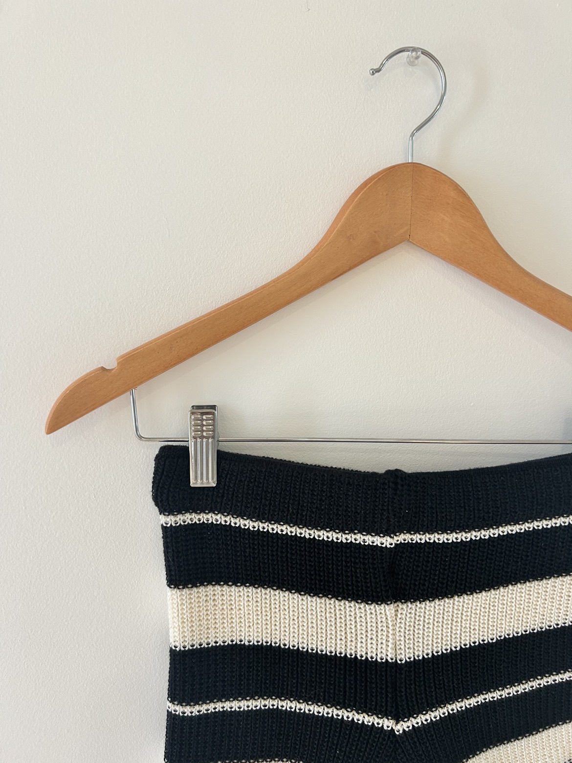 Handmade High Waisted Knit Cream and Black Stripe Shorts - photo 3