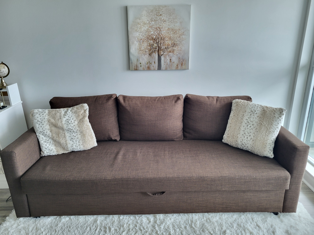 Ikea Brown 3 seater sofa bed with storage