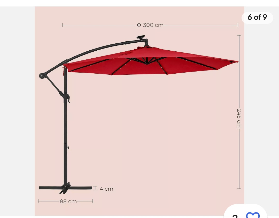 Songmics 10ft  patio umbrella 3m with solar powered led - photo 2