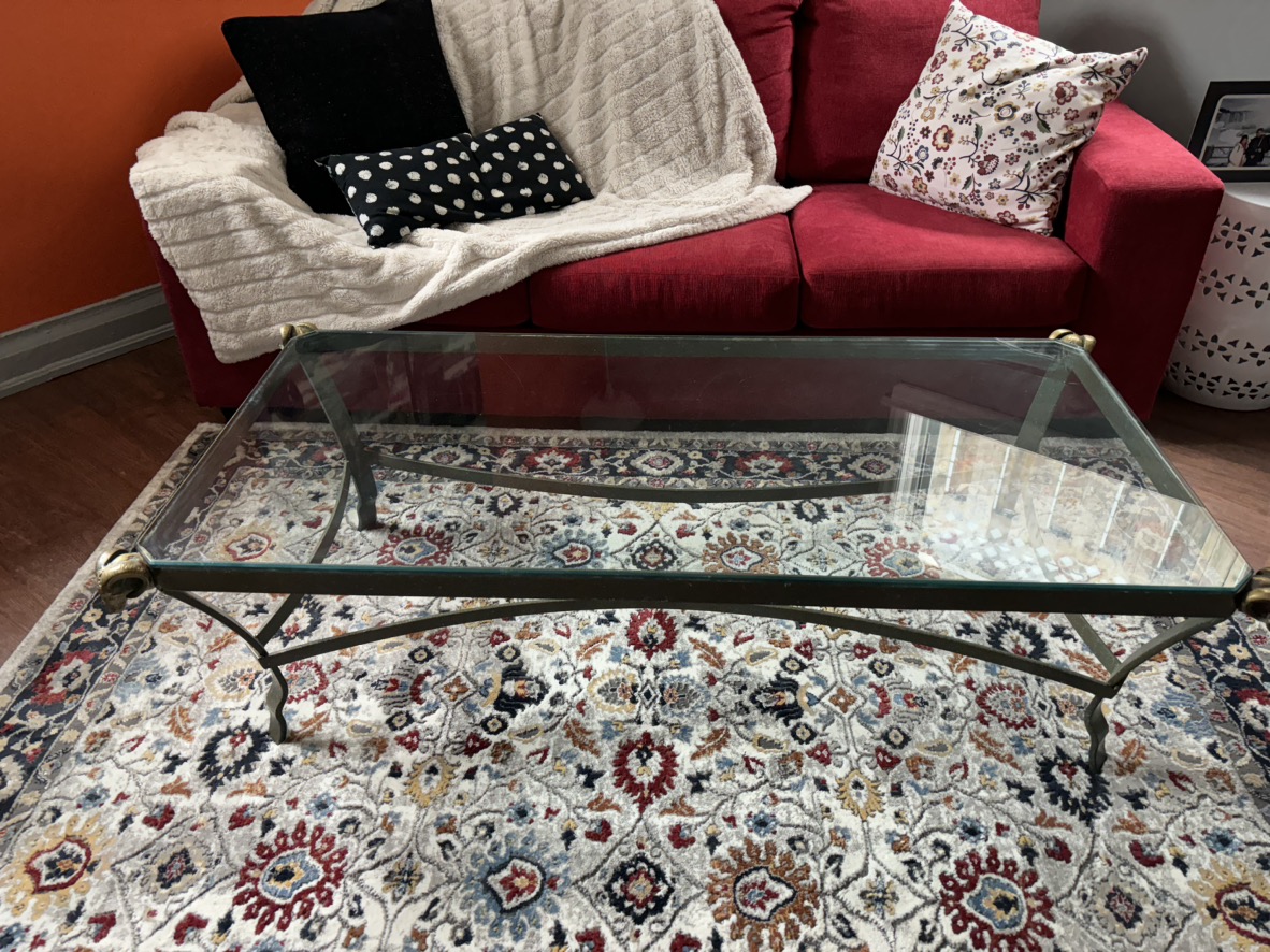 Glass top and steel leg coffee table - photo 2