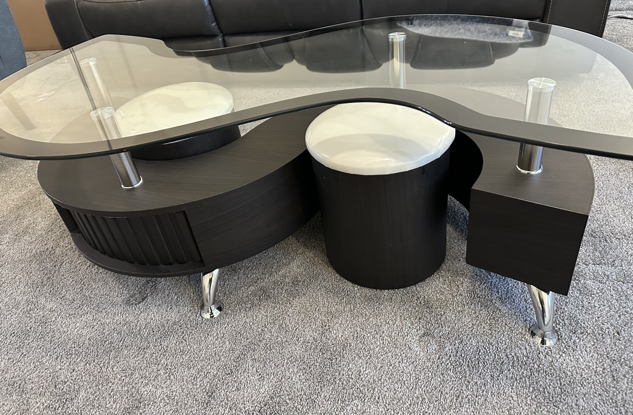 Coffee table with two ottomans - espresso - photo 3
