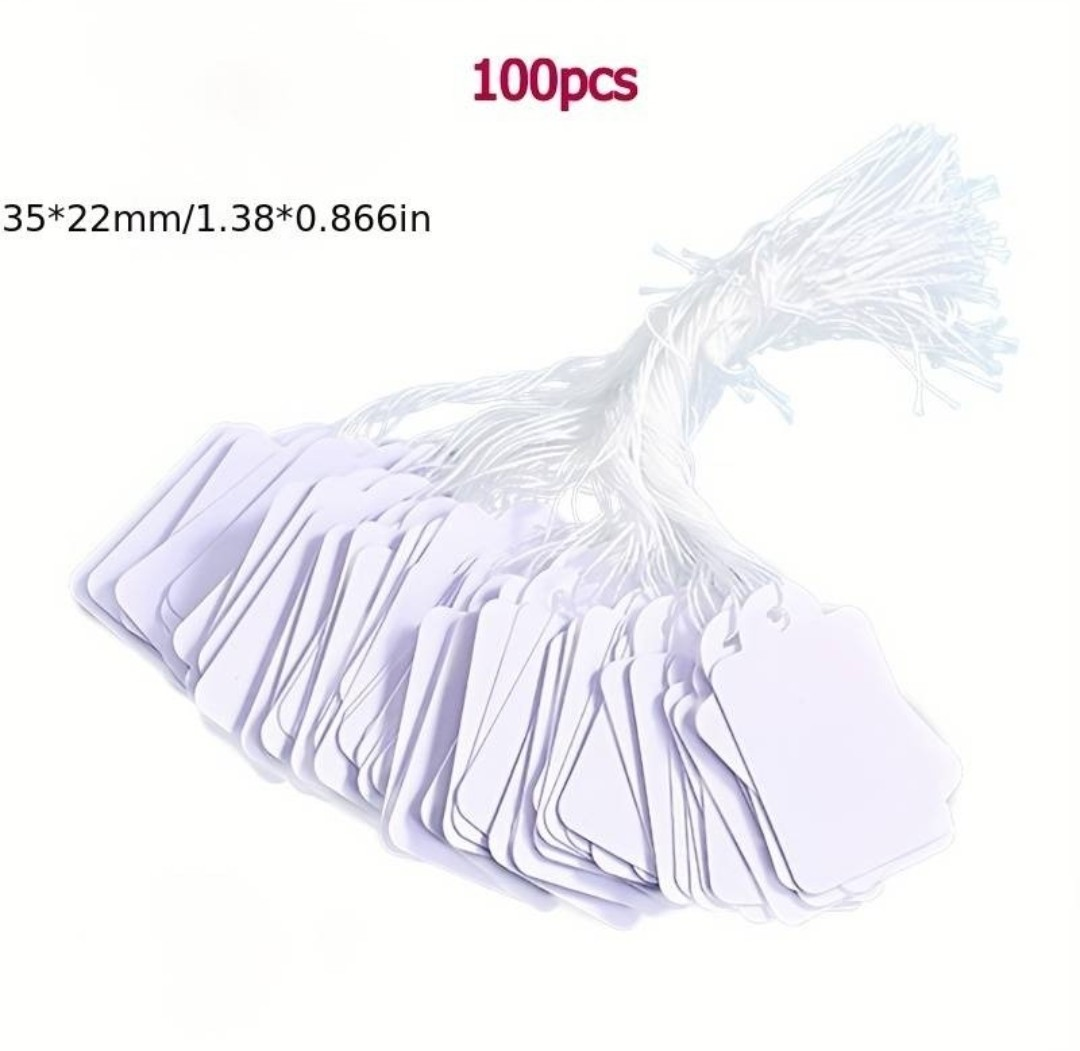 🎁100pcs (x3) Paper Labels/Tags With String 🏷️✨