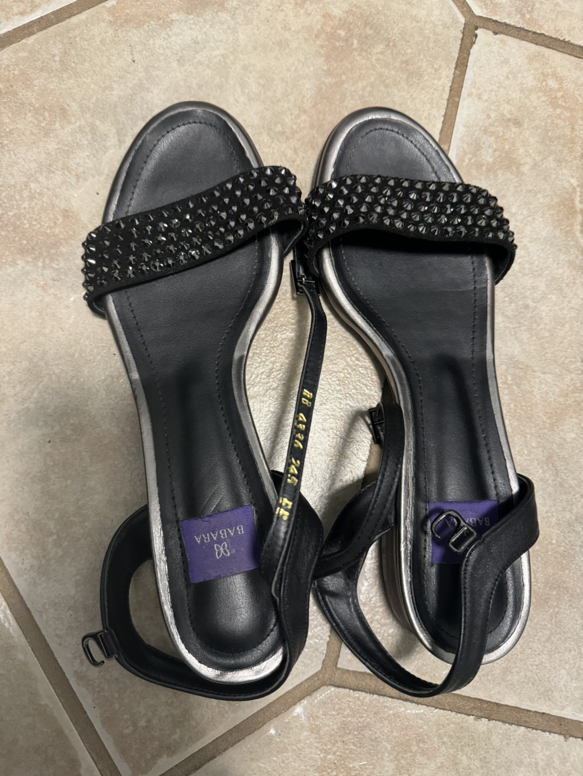 Open Toe Black Bejewelled Flats thumbnail