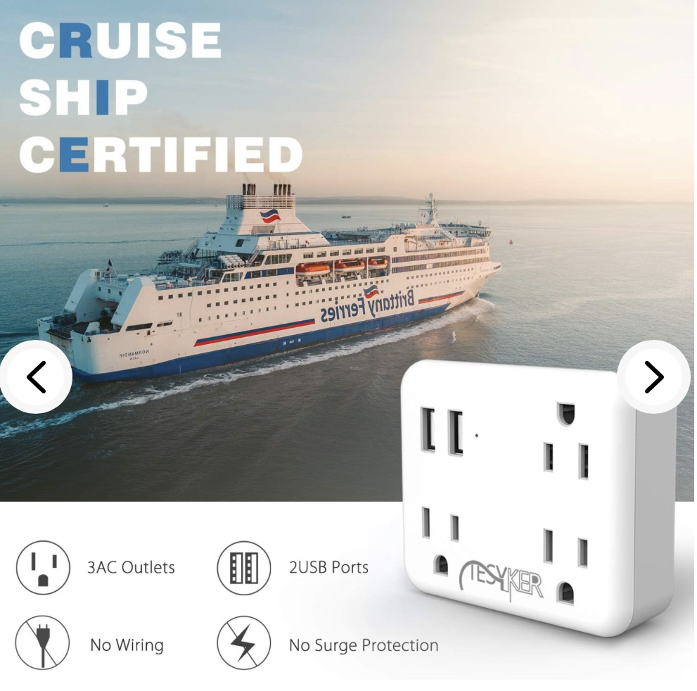 Travel Power Strip 3 Outlet 2 USB Charger Port Multi - photo 3
