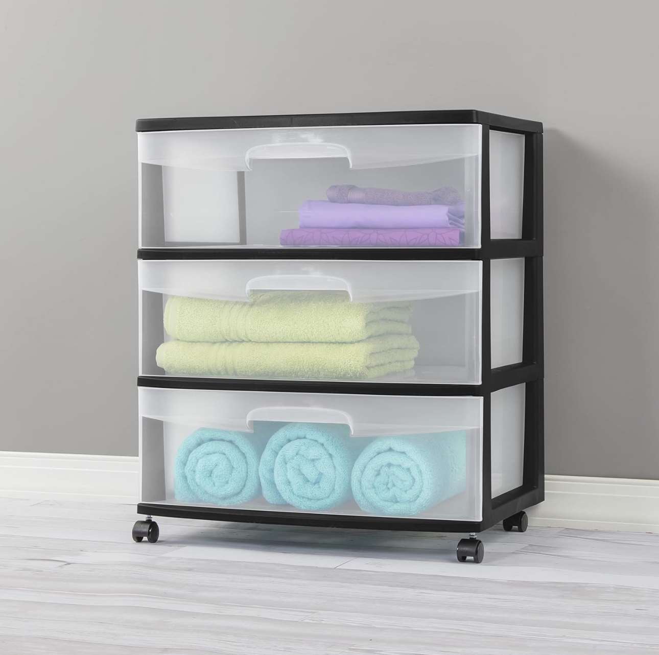 Sterilite Wide 3 Drawer Black Cart, 1 unit - photo 2