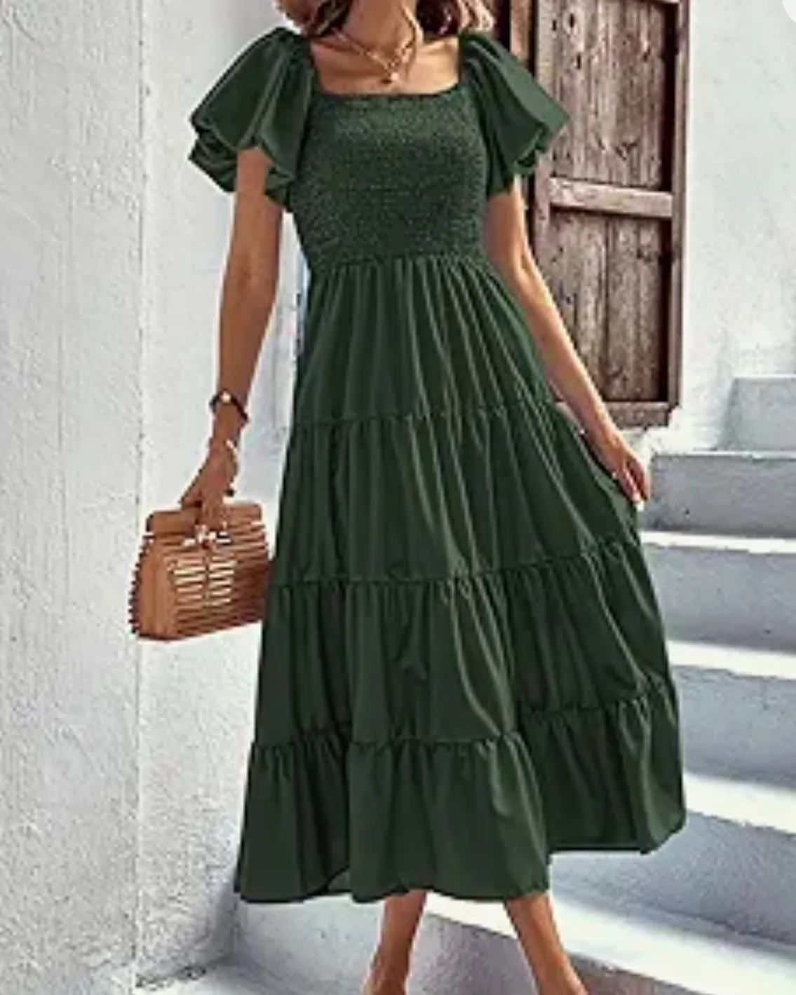 PRETTYGARDEN Dress with Puffy Short Sleeves