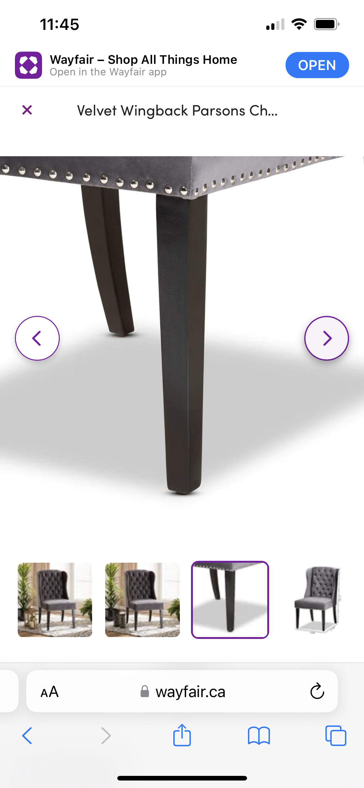 Brand New GREY Velvet Wingback Dining Accent Chair 2 available image indicator(5)