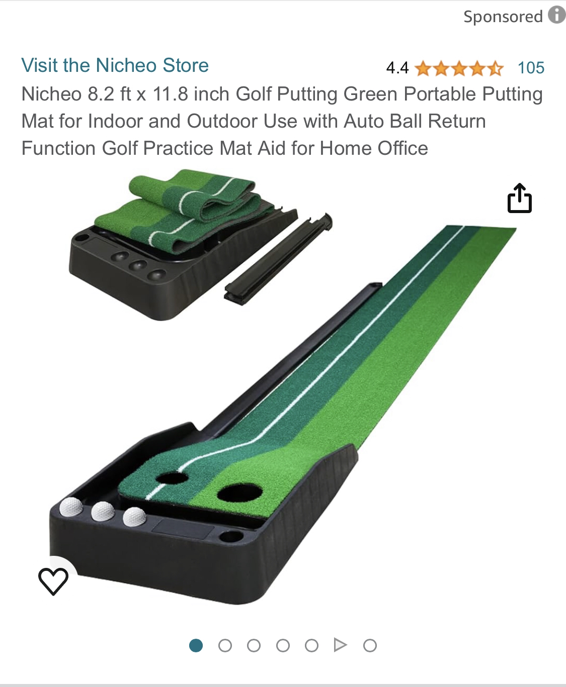 Golf Green Portable Putting Mat, Driver. Balls - photo 3