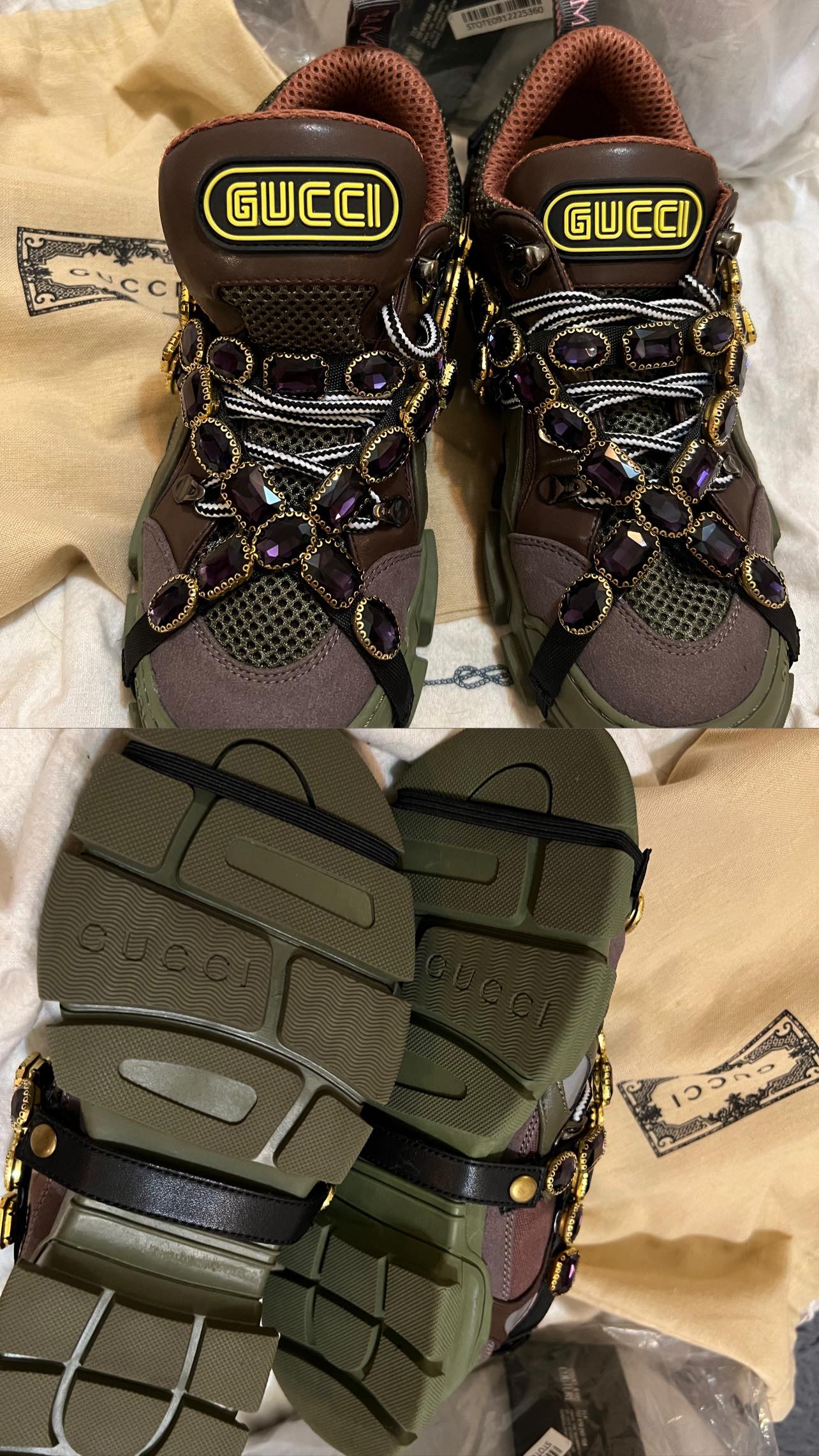 🥕 Gucci sneakers shoes size 6 army green color - photo 3