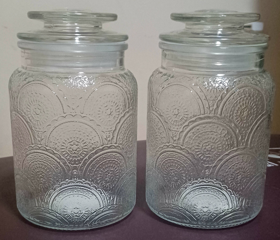 ! New and Unused !  Glass Kitchen Jars - 2 pieces thumbnail