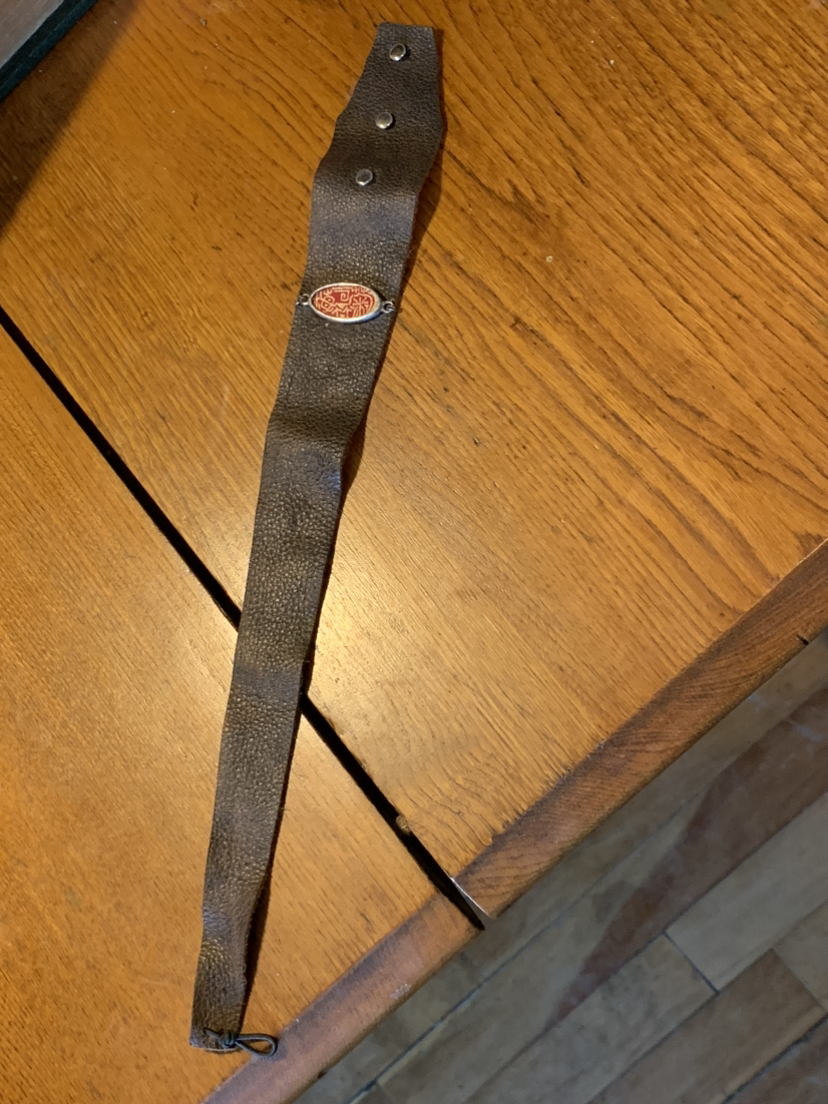 Leather bracelet with antique silk under glass image indicator(2)