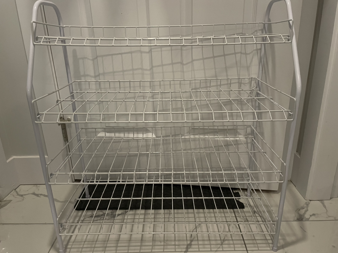 4 Tier white shoe rack