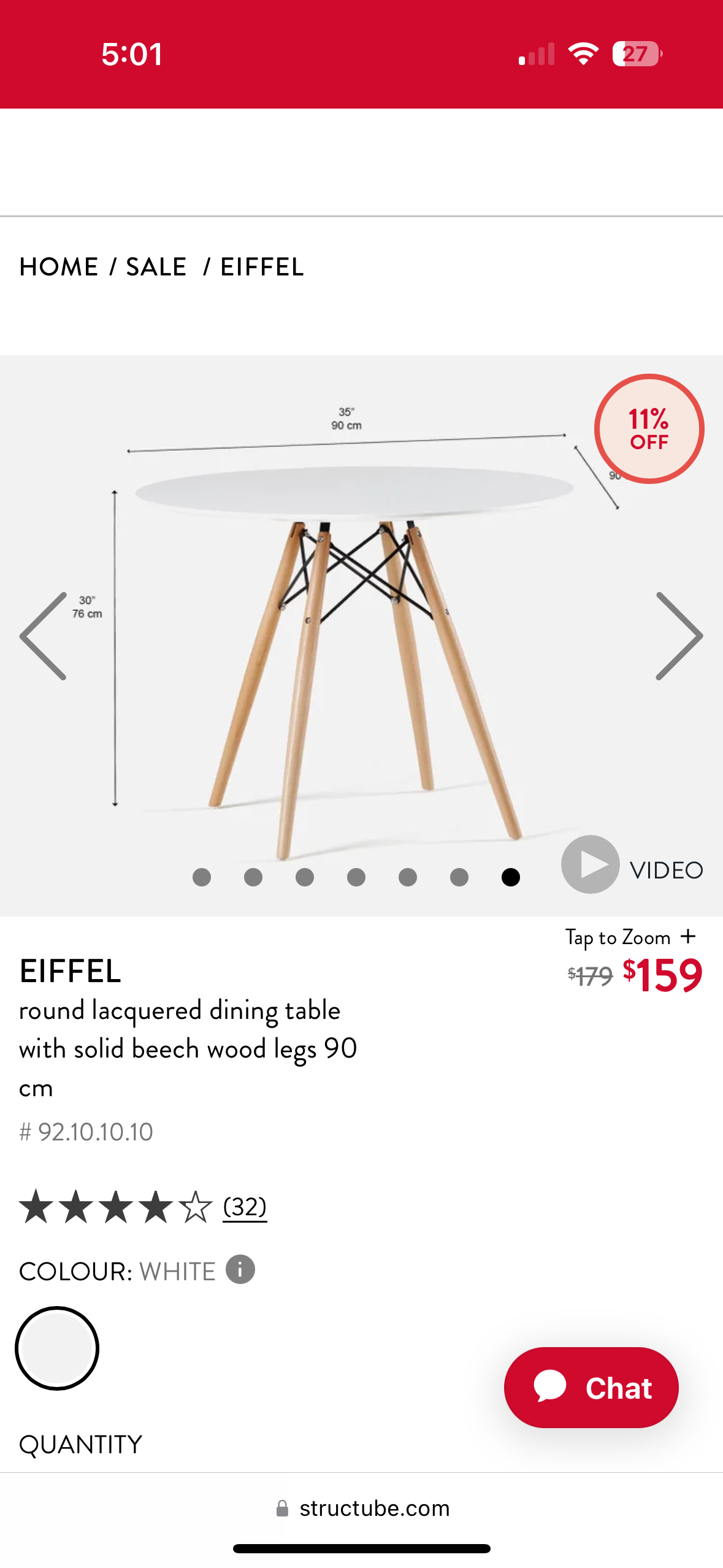 Eiffel dining table with 4chairs