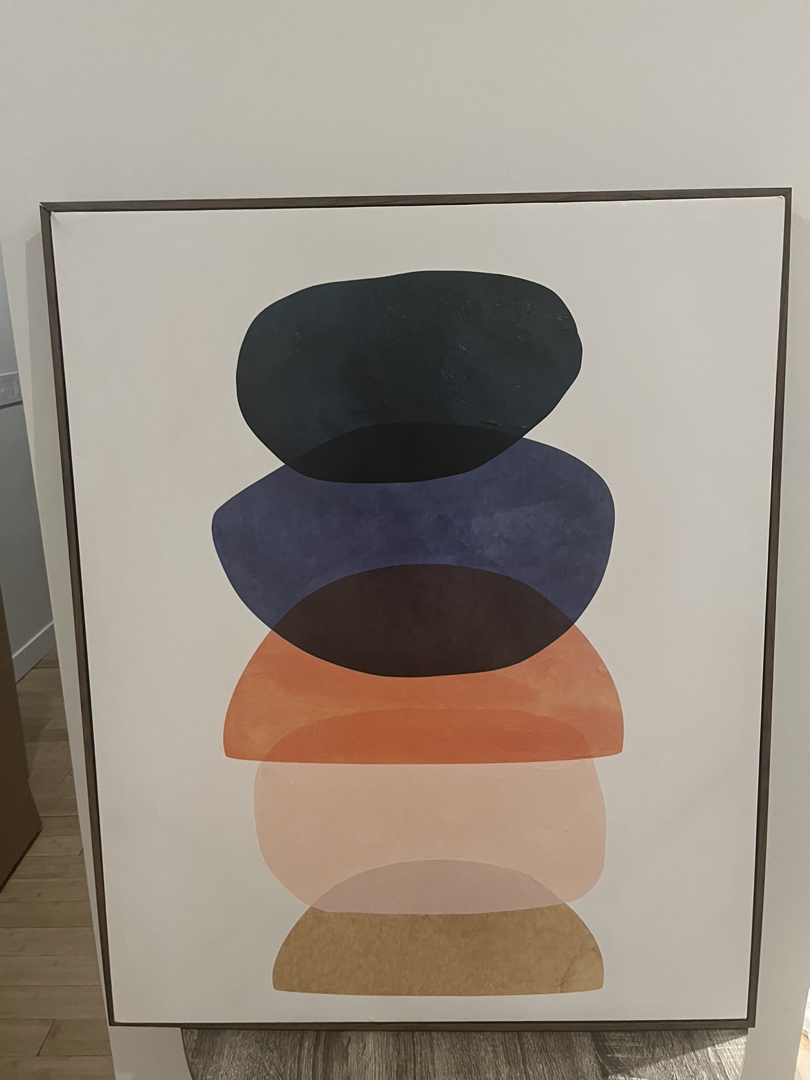 Abstract Wall Art, Canvas with Brown Frame