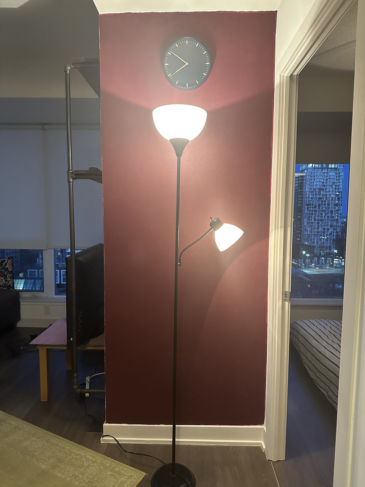 Black Floor Lamp - W/ 2 Bulbs thumbnail