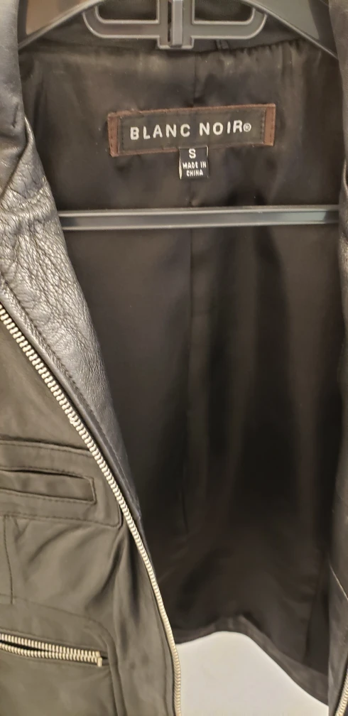 ⭐BLANC NOIR Black Leather Moto Biker Jacket image indicator(3)