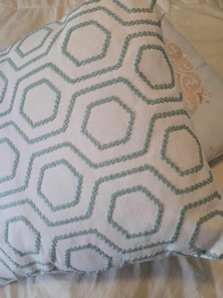 Brand new with Tags Turquoise and White Throw Pillow / Cushion image indicator(5)