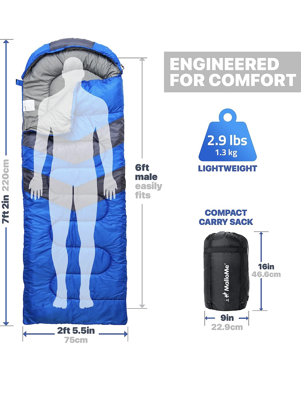 MalloMe Sleeping Bag - single, water resistant - photo 2