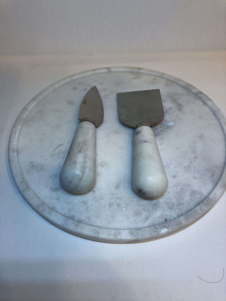 Domed Marble Cheese Board and Knives - photo 2