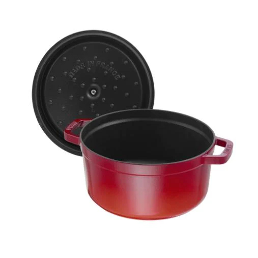 STAUB 5.5qt Red Cast Iron Round Cocotte With Steamer - photo 3